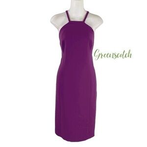 NWT Calvin Klein AMH purple halter open back sheath dress 10 AF29